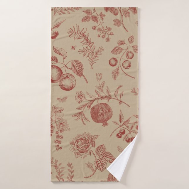 Fruit,  berry and flowers. Autumn seamless pattern Bath Towel (Bath Towel)