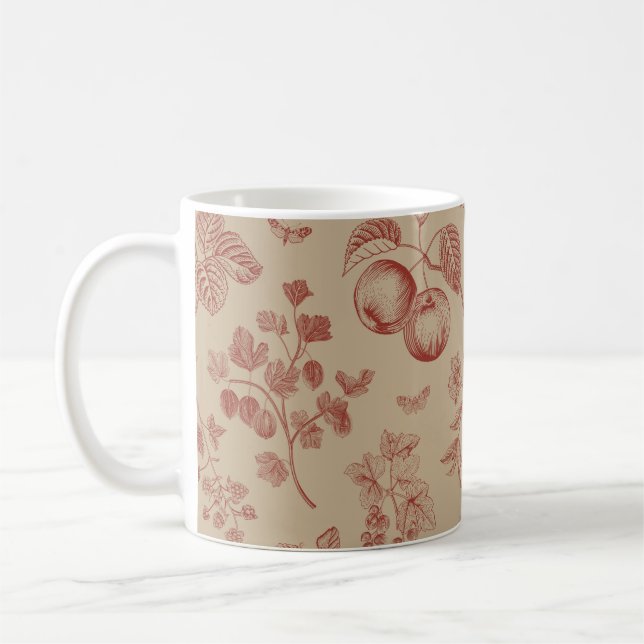Fruit,  berry and flowers. Autumn seamless pattern Coffee Mug (Left)