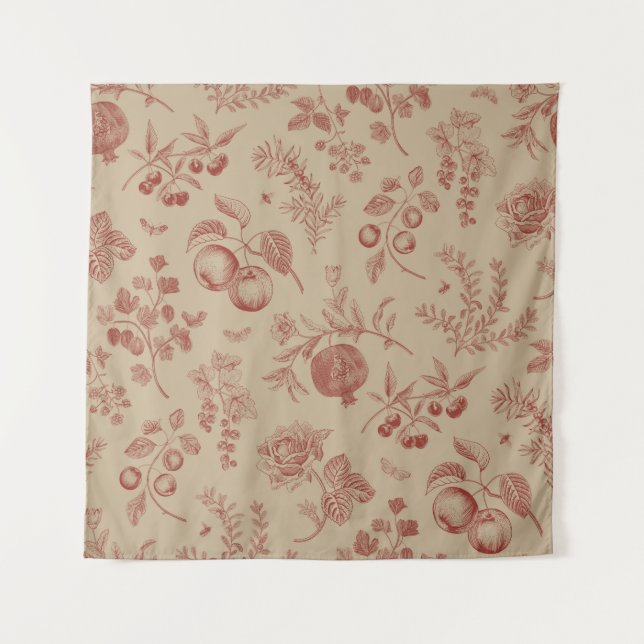 Fruit,  berry and flowers. Autumn seamless pattern Tapestry (Front)