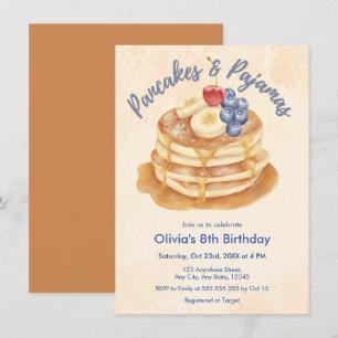 Fruit Blueberry Pancakes & Pyjamas 8th Birthday Invitation