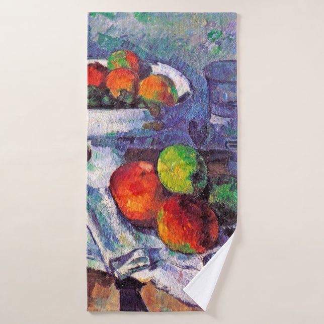 Fruit bowl, Glass and Apples, Cezanne Bath Towel (Bath Towel)