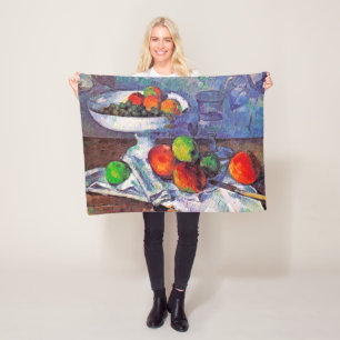 Fruit bowl, Glass and Apples, Cezanne Fleece Blanket