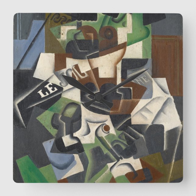 Fruit Bowl, Pipe and Journal, 1917 Square Wall Clock (Front)