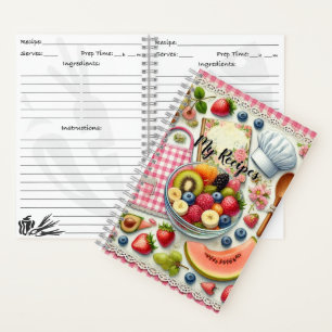 Fruit Bowl Surrounded by Kitchen Elements Notebook