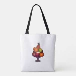Fruit Bowl with Stand on White Tote Bag