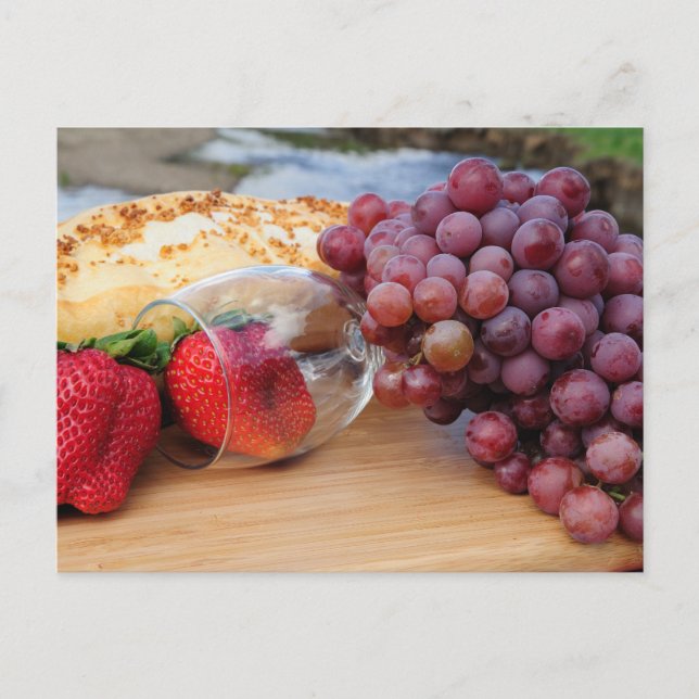 Fruit Bread And Wine Picnic Postcard (Front)