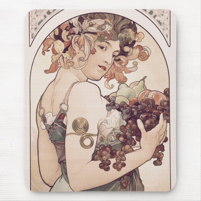Fruit by Alphonse Mucha  Mouse Pad (Front)
