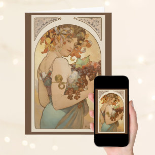 Fruit by Alphonse Mucha, Vintage Art Nouveau Card