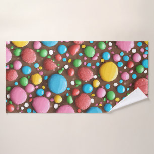 Fruit Candy Milk Chocolate Pattern Shower Curtain Bath Towel Set