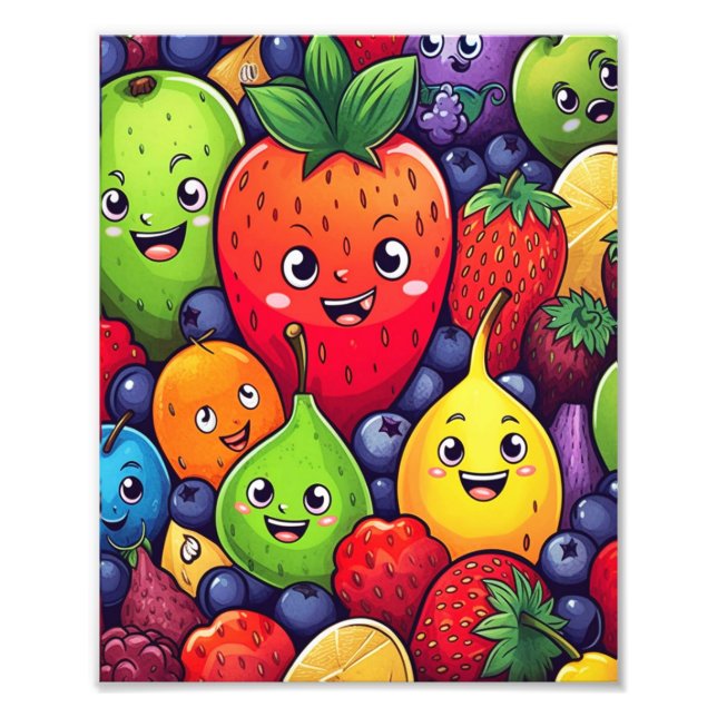Fruit Cartoon Character Fun Food Photo Print (Front)