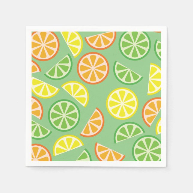 Fruit Citrus Slice Cute 1st Birthday Party Napkin (Front)