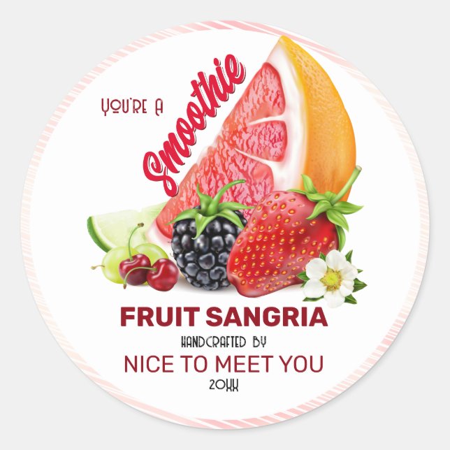 Fruit Cocktail | Friendship Hello Funny Classic Round Sticker (Front)