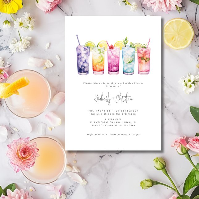 Fruit Cocktails Minimalist Elegant Couples Shower Invitation (Fruit Cocktails Minimalist Elegant Couples Shower Invitation)