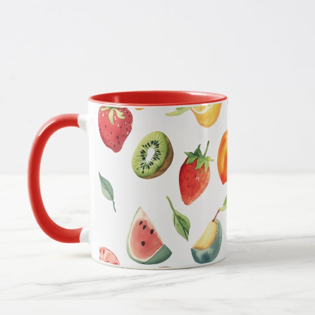 Fruit Cups - Mixed Fruit Design Ceramic Mug (Left)