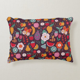 Fruit doodles, hand-drawn summer decor. decorative cushion