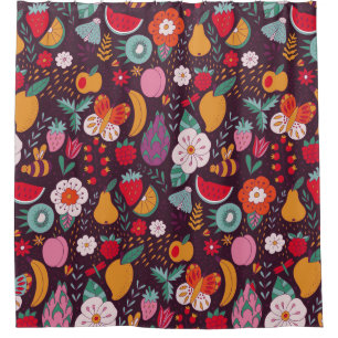 Fruit doodles, hand-drawn summer decor. shower curtain