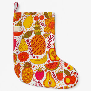 Fruit Doodles: Summer Vintage Pattern. Small Christmas Stocking