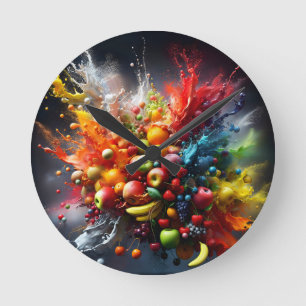 Fruit explosion round clock