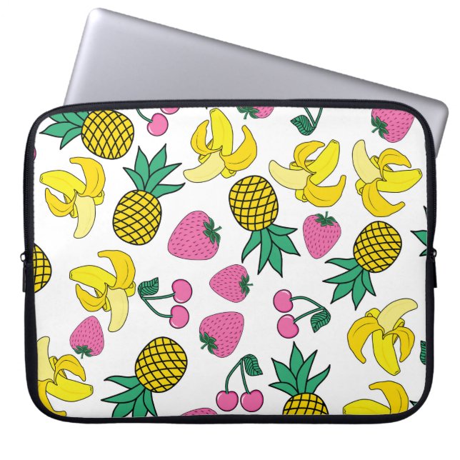 Fruit Fiesta: Bananas, Pineapples, Strawberries Laptop Sleeve (Front)