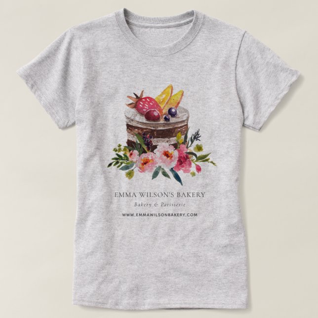 FRUIT FLORAL CAKE PATISSERIE CUPCAKE BAKERY CHEF T-Shirt (Design Front)