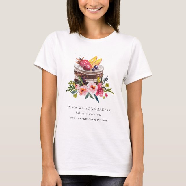 FRUIT FLORAL CAKE PATISSERIE CUPCAKE BAKERY CHEF T-Shirt (Front)