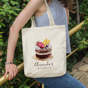 FRUIT FLORAL CAKE PATISSERIE CUPCAKE BAKERY CHEF TOTE BAG