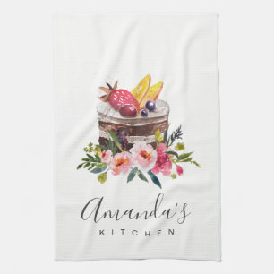 FRUIT FLORAL CAKE PATISSERIE CUPCAKE CHEF BAKERY TEA TOWEL