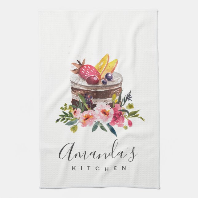FRUIT FLORAL CAKE PATISSERIE CUPCAKE CHEF BAKERY TEA TOWEL (Vertical)