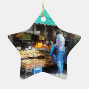 Fruit For Sale Hoboken NJ Ceramic Ornament