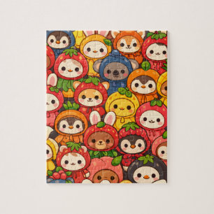 Fruit Friends Parade   Cute Animal Chibi Jigsaw Puzzle