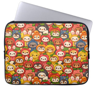 Fruit Friends Parade   Cute Animal Chibi Laptop Sleeve
