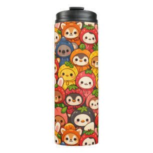 Fruit Friends Parade Cute Animal Chibi Thermal Tumbler