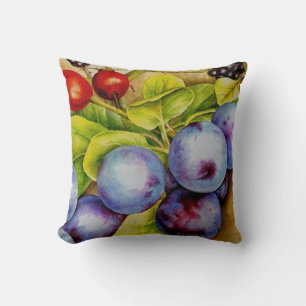 Fruit from the Hedgerow fine art square pillow