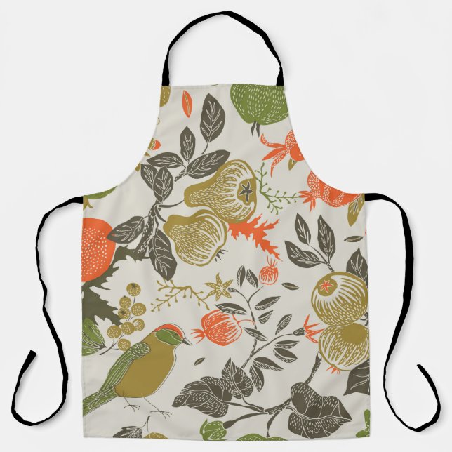 fruit garden with bird. seamless pattern apron (Front)