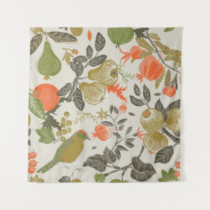 fruit garden with bird. seamless pattern tapestry