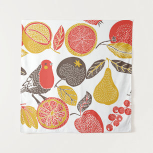 fruit garden with bird tapestry