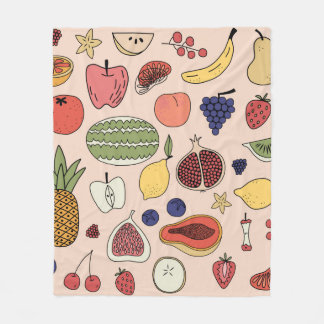 Fruit hand drawn pattern fleece blanket
