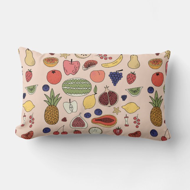 Fruit hand drawn pattern lumbar cushion (Front)