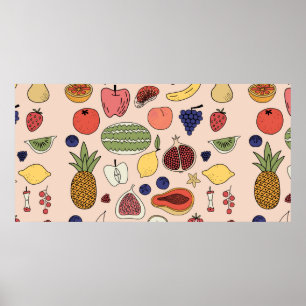 Fruit hand drawn pattern poster