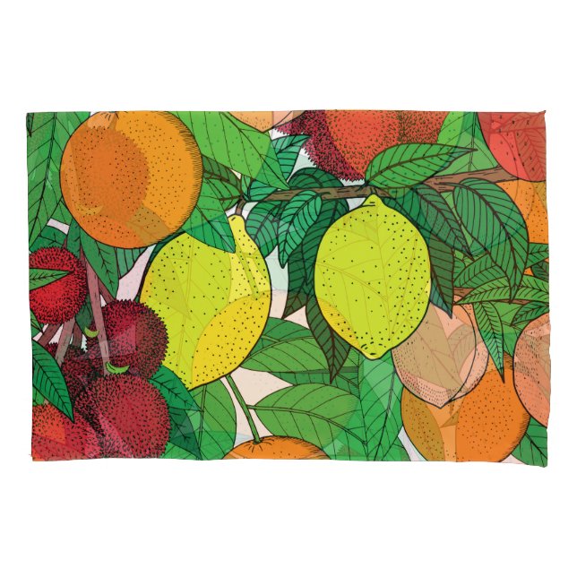 Fruit Hand Drawn Sketch Pattern Pillowcase (Front)
