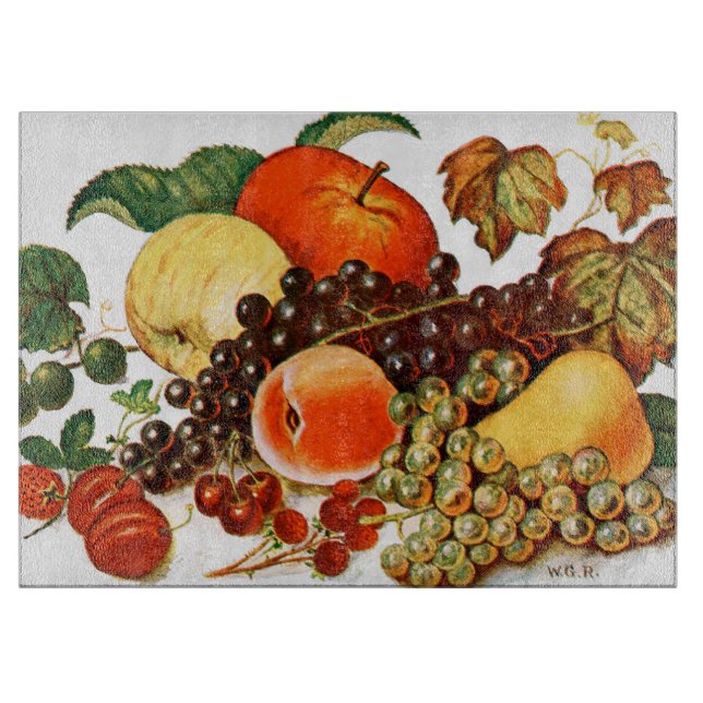 Fruit Harvest Large Glass Cutting Board (Front)