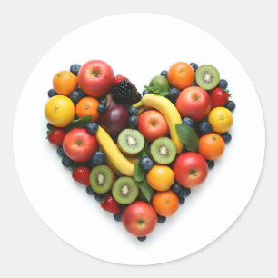 Fruit Heart Classic Round Sticker