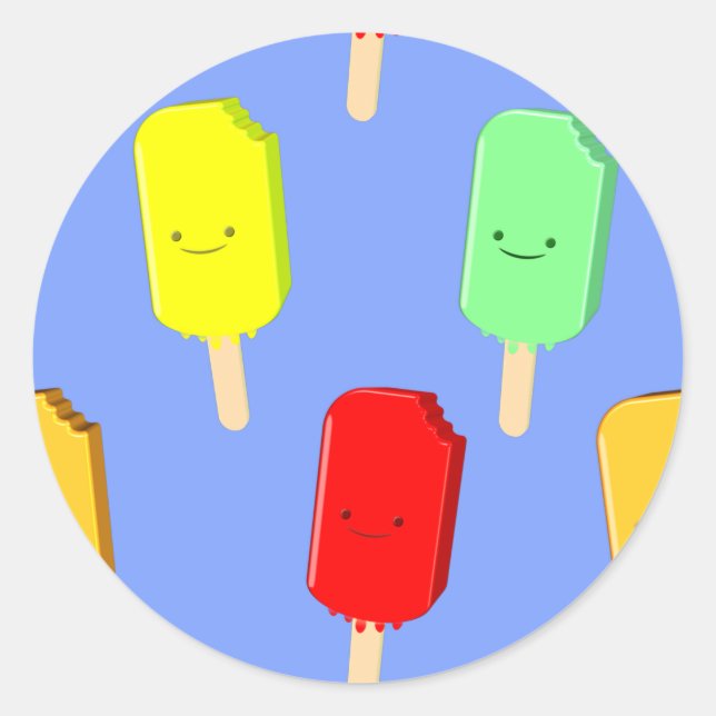 Fruit Ice Pop Pattern Classic Round Sticker (Front)
