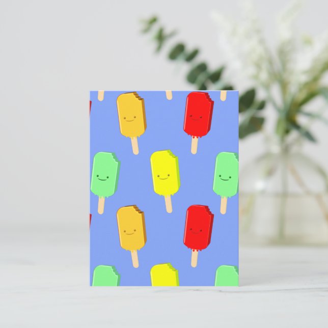 Fruit Ice Pop Pattern Postcard (Standing Front)