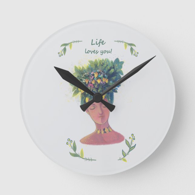 Fruit illustration Valentine's Round Clock (Front)