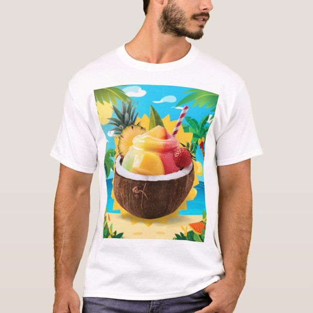Fruit in coconut with pleasant scene T-Shirt (Front)