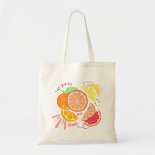  Fruit-Inspired Live Life with Zest Citrus Themed  Tote Bag