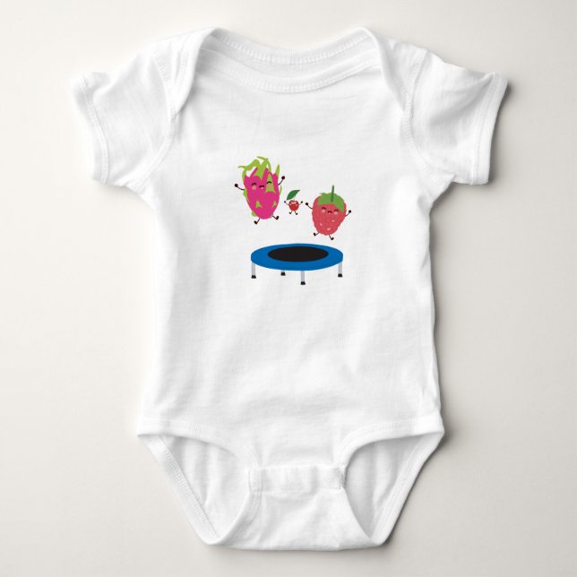 Fruit Jumping On Trampoline Baby Bodysuit (Front)