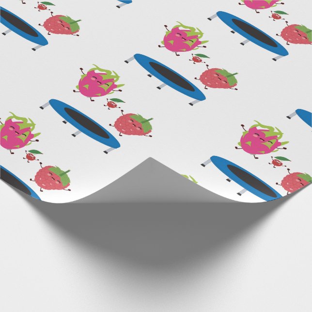 Fruit Jumping On Trampoline   Wrapping Paper (Corner)