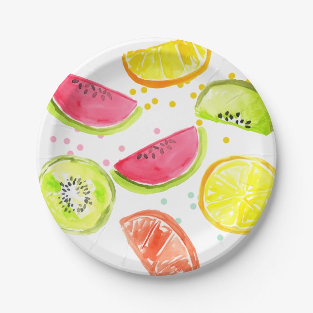 Fruit kid party birthday paper plate (Front)